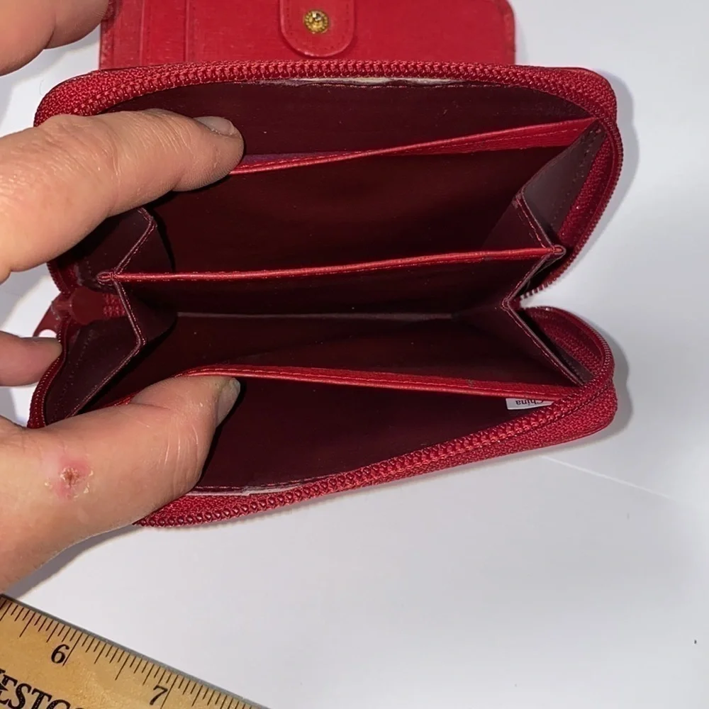 Christian Garets Paris Red Bifold Zip Snap Wallet